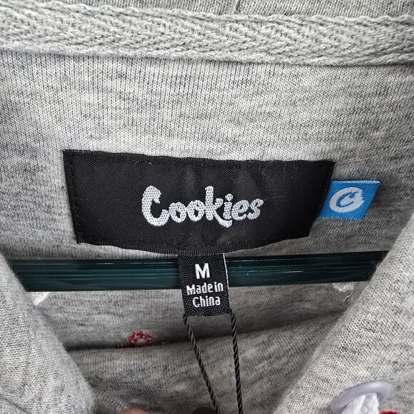 Cookies Grey Hoodie Red & White Logo Embroidery Size M - Picture 5 of 7